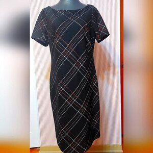 Kasper Plaid Sheath Midi Dress  Effortless Officewear Preppy Vibes Dark Academia